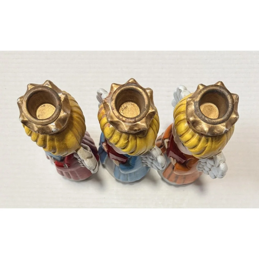 HOMCO - Vintage Christmas Angel Choir Candle Holders -‎ Set of 3